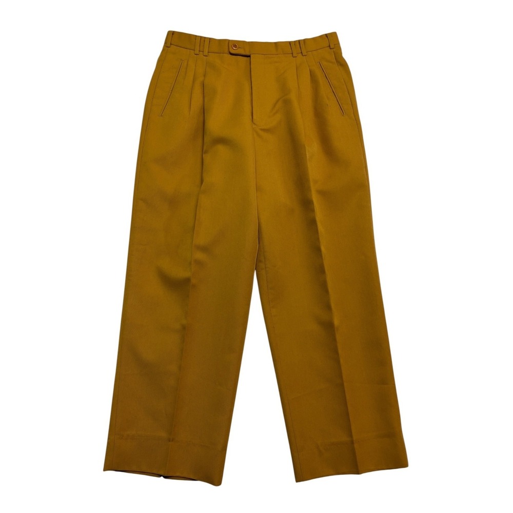 vtg 90s Golden Brown 34x30 Pleated Dress Pants Trousers High Waisted Wool Blend